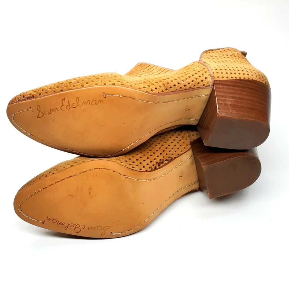 Sam Edelman Rio Tan Leather Ankle Boots 7